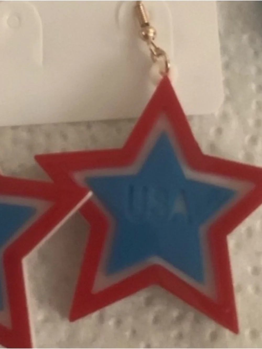 4th of July Star Dangle Earrings Fun Festive Patriotic Holiday NEW